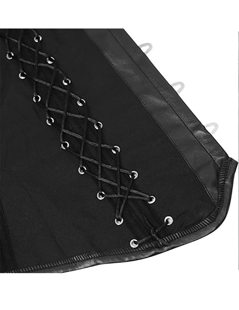 Women's Steampunk Goth Spiral Steel Boned Halter Overbust Corset Vest Black